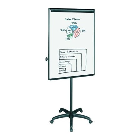 Bi-Silque MasterVision Melamine Dry-Erase Mobile Presentation Easel, Black Frame, 29.5in X 42in EA4800055